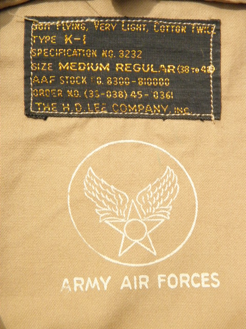 1940年代 ARMY AIR FORCE TYPE K-1 フライトスーツ Lee 社製（ CONMAR