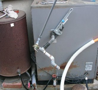 真空管太陽熱温水器のテスト配管と給湯