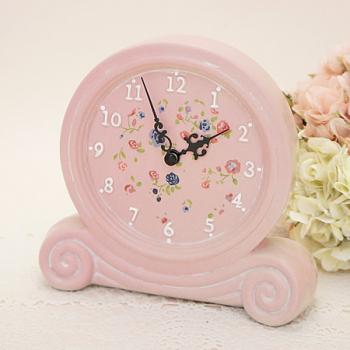 ヨーロピアンアンティーク風なセラミック置き時計 | ピンク色の雑貨