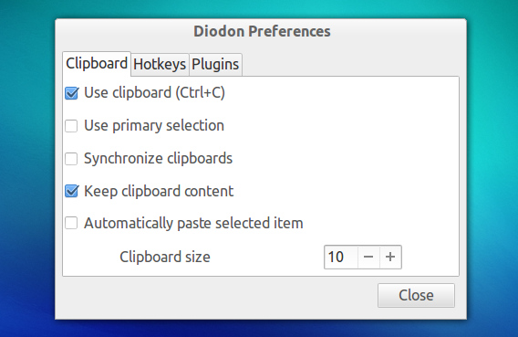 Diodon Clipboard Manager Ubuntu オプション
