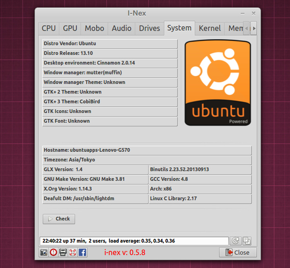 I-Nex Ubuntu システム情報