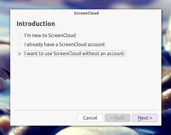 ScreenCloud Ubuntu 画面キャプチャ 初回起動