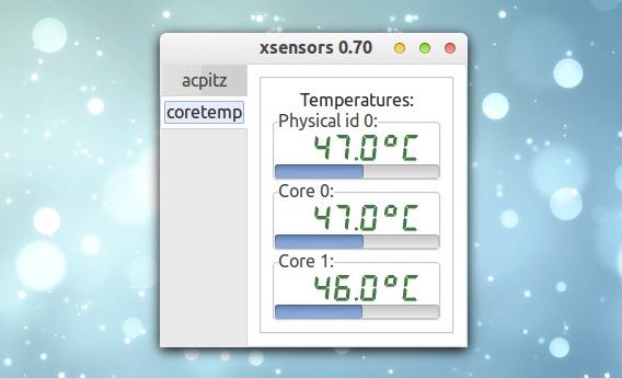 XSensors Ubuntu CPUの温度 システムモニタ